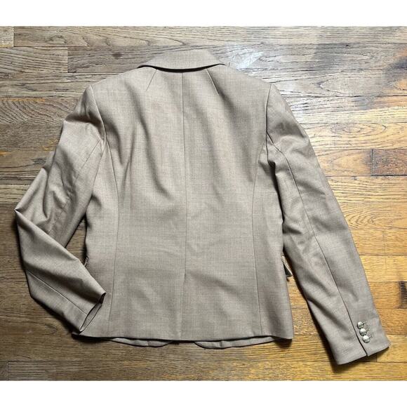 J. Crew Schoolboy Tan Blazer Jacket Wool Blend Womens Size 6 Gold Buttons Pocket - Picture 4 of 13